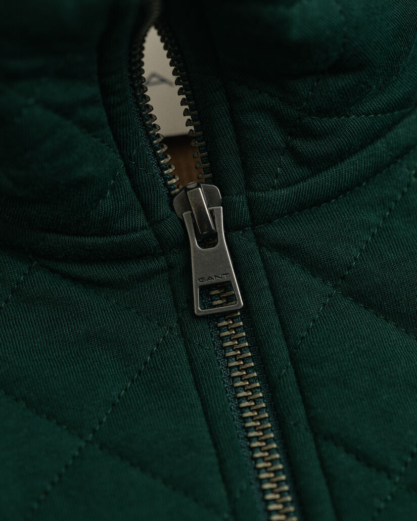 Gesteppte Sweatjacke mit Reißverschluss und Cord-Kragen