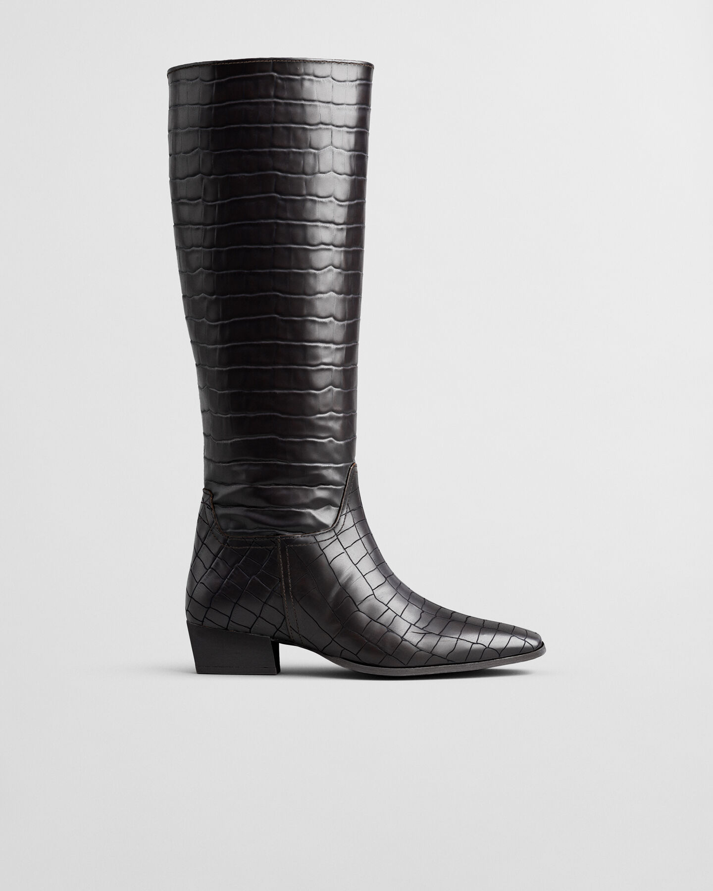 Bassotte Croc-Effect Leather Knee-High Boots