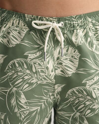 Classic Fit Tropical Leaves Badeshorts mit Print