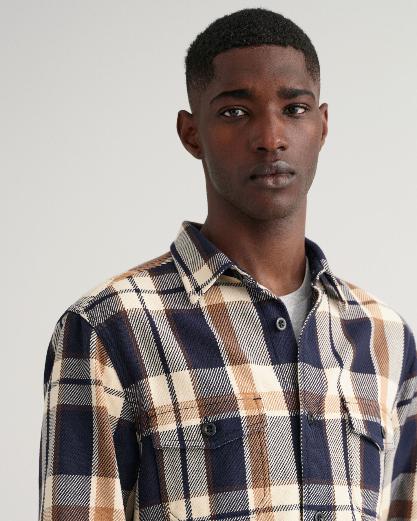 Schwere Twill-Hemdjacke mit Karomuster