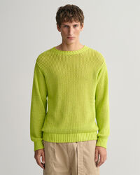 Rundhalspullover mit offenmaschiger Struktur