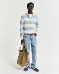 Gestreifter Zopfstrick-Troyer aus Baumwolle