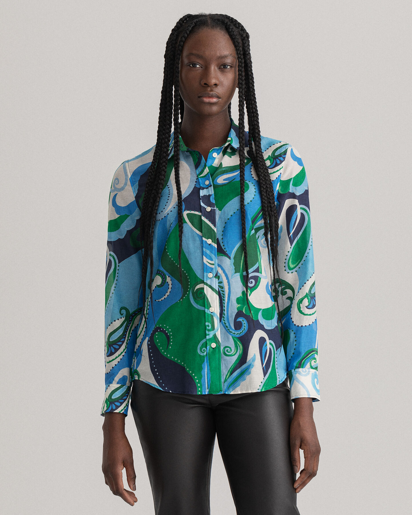 Regular Fit Baumwoll-Seiden-Bluse mit Paisley-Muster