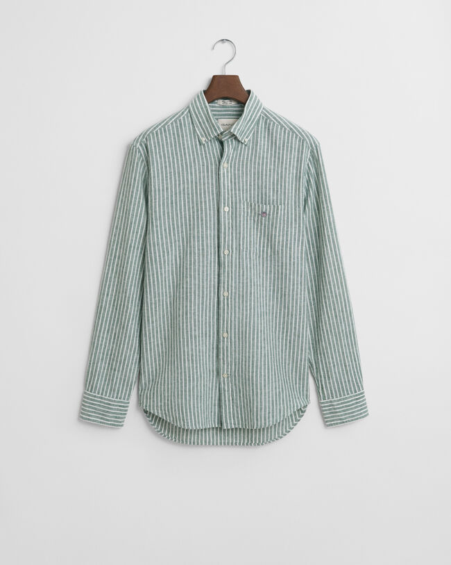 Regular Fit Baumwoll Leinen Hemd mit Streifen