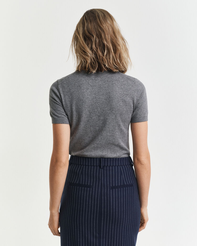 Leichter Kurzarm-Rundhalspullover